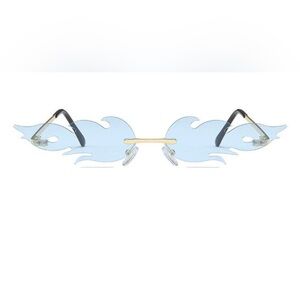 Blue Flame Rimless Sunglasses - Fashion Statement Shades